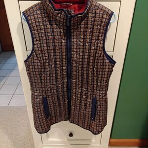 Tommy Hilfiger Navy and Tan/Burgandy Checkered Vest